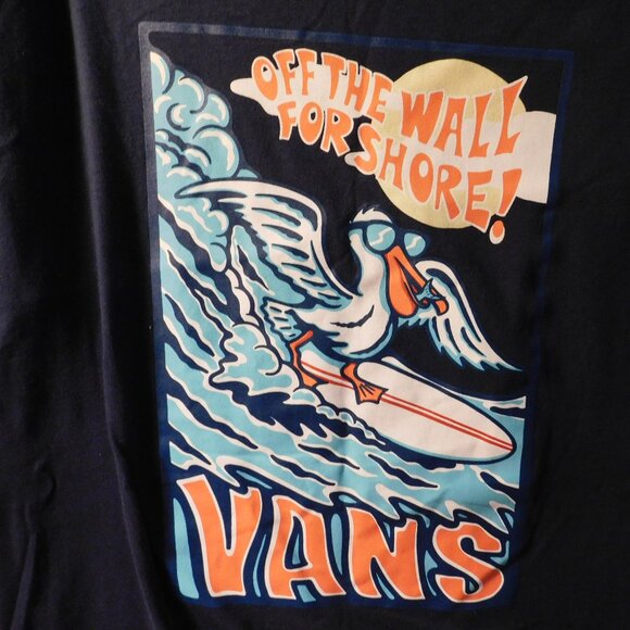 VANS Off The Wall For Shore! Surfing Pelican Blue T-Shirt Men's XXL NEW - Picture 2 of 5